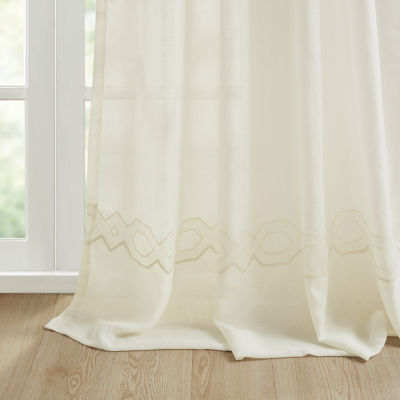 Croscill Cornelli Embroidery Sheer Rod Pocket Single Curtain Panel