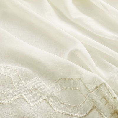 Croscill Cornelli Embroidery Rod Pocket Sheer Single Curtain Panels