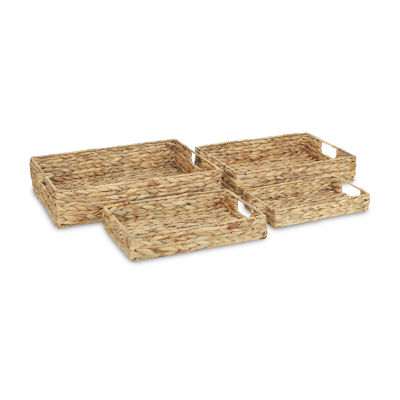 Water Hyacinth Rectangle Trays Set Of 4