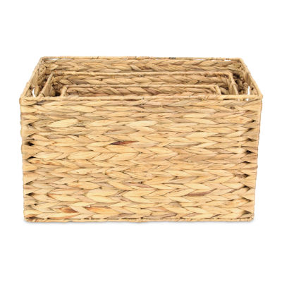 Rectangular Water Hyacinth Baskets Set Of 3