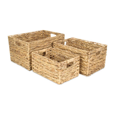 Rectangular Water Hyacinth Baskets Set Of 3