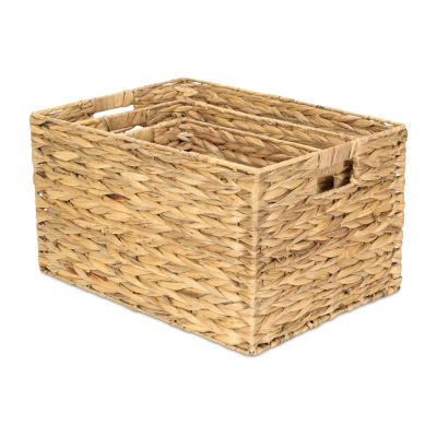 Rectangular Water Hyacinth Baskets Set Of 3