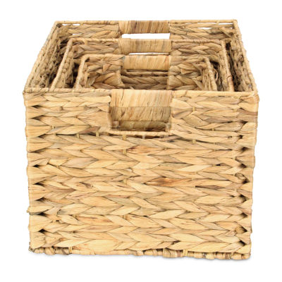 Rectangular Water Hyacinth Baskets Set Of 3