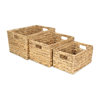 Rectangular Water Hyacinth Baskets Set Of 3