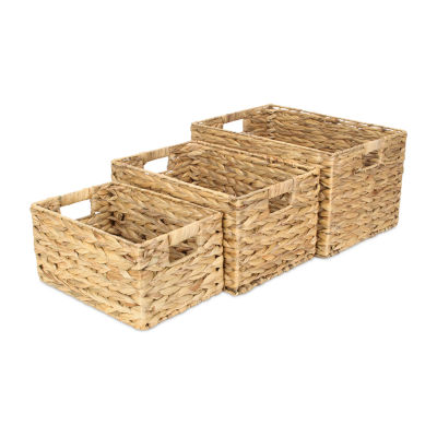 Rectangular Water Hyacinth Baskets Set Of 3