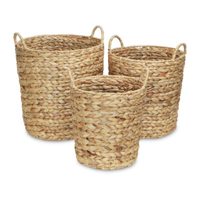 Water Hyacinth Straight Baskets Set Of 3 