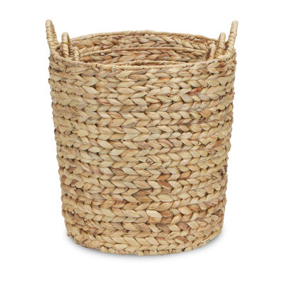 Water Hyacinth Straight Baskets Set Of 3 