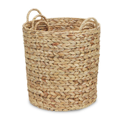 Water Hyacinth Straight Baskets Set Of 3 