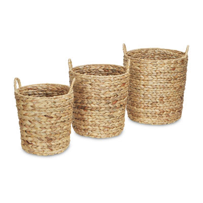 Water Hyacinth Straight Baskets Set Of 3 