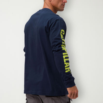 CAT Trademark Banner Mens Crew Neck Long Sleeve T-Shirt