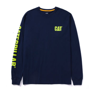 CAT Trademark Banner Mens Crew Neck Long Sleeve T-Shirt