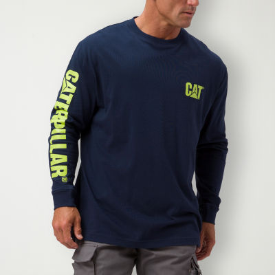 CAT Trademark Banner Mens Crew Neck Long Sleeve T-Shirt