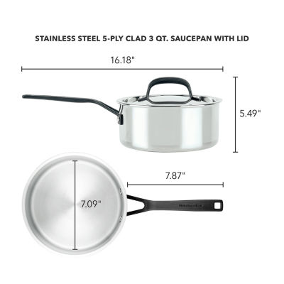 KitchenAid 5-Ply Clad Stainless Steel -qt. Sauce Pan with Lid