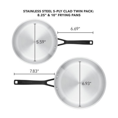 OXO Tri-Ply Stainless Non-Stick Mira Series 2-Piece Fry Pan Set, 8-Inch and  10-Inch