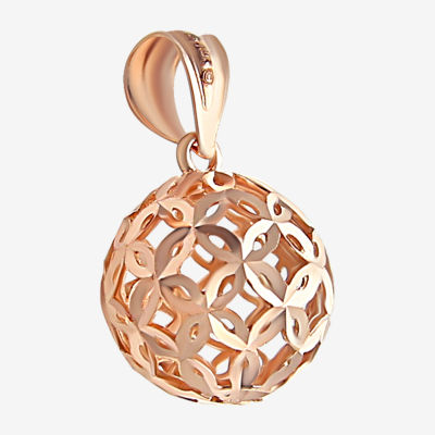 Floral Womens 14K Rose Gold Round Pendant