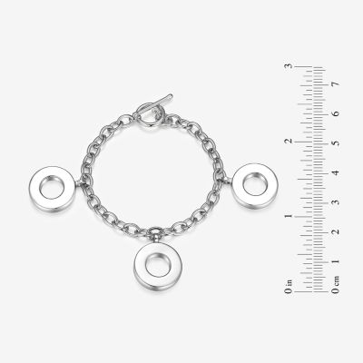 Womens Sterling Silver Circle Charm Bracelet