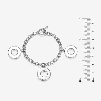 Heart Charm Toggle Bracelet in Sterling Silver - 7.25
