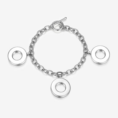 Womens Sterling Silver Circle Charm Bracelet