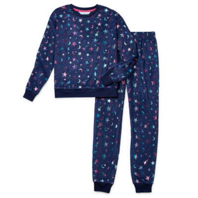 Dots & Dreams Velour Little & Big Girls 2-pc. Pant Pajama Set