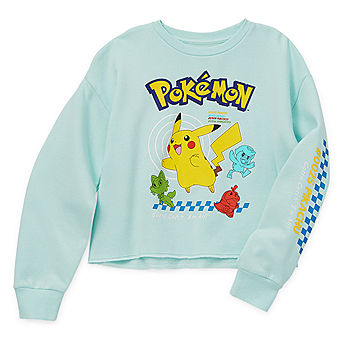 Little & Big Girls Crew Neck Long Sleeve Pokemon Fleece Sweatshirt, Color:  Light Aqua - JCPenney
