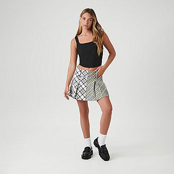 The Classic Pleated Tennis Skirt Green Pink Plaid