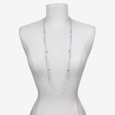 Bijoux Bar Delicates Silver Tone 36 Inch Flower Strand Necklace