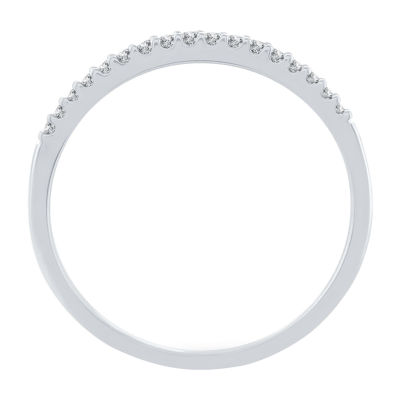 Womens 1/8 CT. T.W. Natural White Diamond 10K White Gold Wedding Band