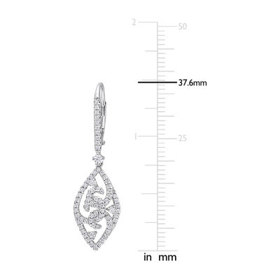 Womens Lab Created White Moissanite Sterling Silver Drop Earrings