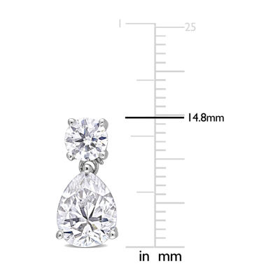 Womens 5 CT. T.W. Lab Created White Moissanite Sterling Silver Drop Earrings