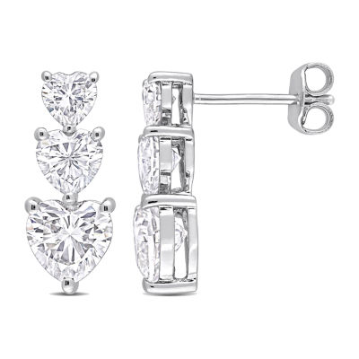 Lab Created White Moissanite Sterling Silver Drop Earrings