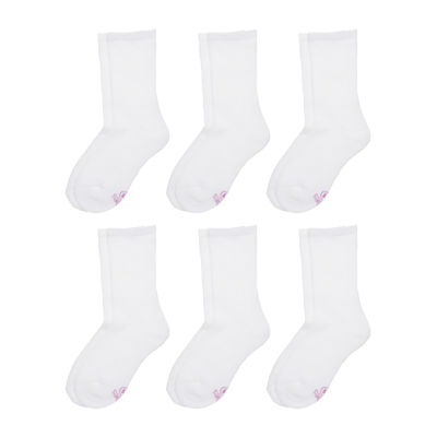 Hanes Ultimate Little & Big Girls 6 Pair Crew Socks