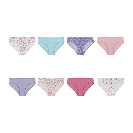 Hanes Ultimate Little & Big Girls 8 Pack Hipster Panty, 6, Pink
