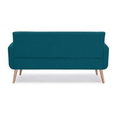 Kingston Mid-Century Modern Sofa in Linen with Legs in a Natural Finish
