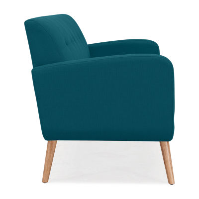 Kingston Mid-Century Modern Sofa in Linen with Legs in a Natural Finish