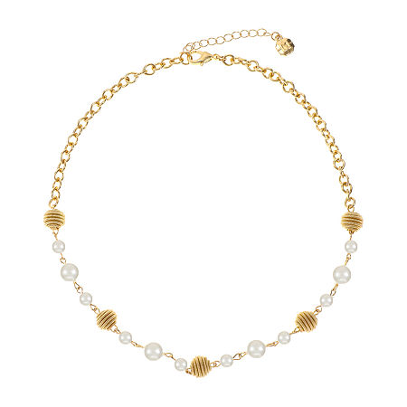 Monet Jewelry Womens 17 Inch Collar Necklace In White