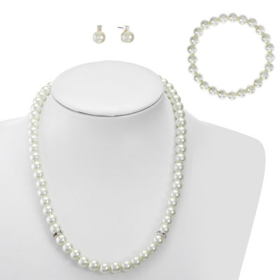 Monet Jewelry Collar Necklace, Stretch Bracelet And Stud Earring 3-pc. Simulated Pearl Jewelry Set