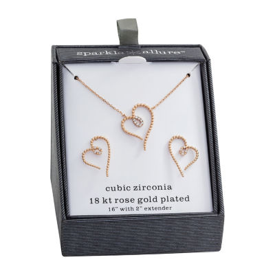 Sparkle Allure 2-pc. Cubic Zirconia 18K Rose Gold Over Brass Heart Jewelry Set