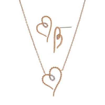 Sparkle Allure 2-pc. Cubic Zirconia 18K Rose Gold Over Brass Heart Jewelry Set