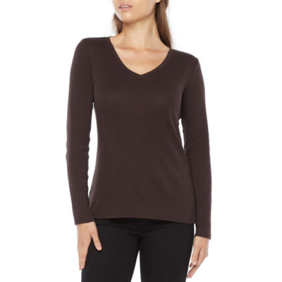 Liz Claiborne Womens Tall V Neck Long Sleeve TShirt JCPenney