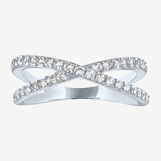 Limited Time Special! Lab Created White Sapphire Sterling Silver Crossover Band