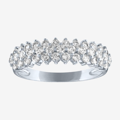 Yes, Please! Womens Lab Created White Sapphire Sterling Silver Band