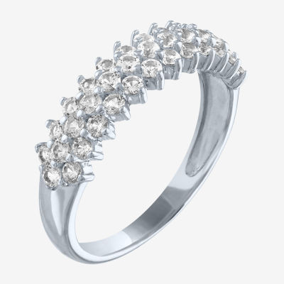 Yes, Please! Womens Lab Created White Sapphire Sterling Silver Band
