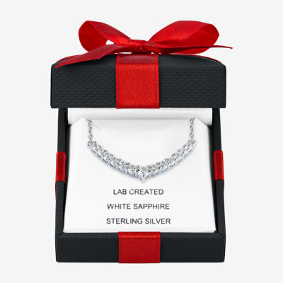 Yes Womens Lab Created White Sapphire Sterling Silver Inch Pendant Necklace