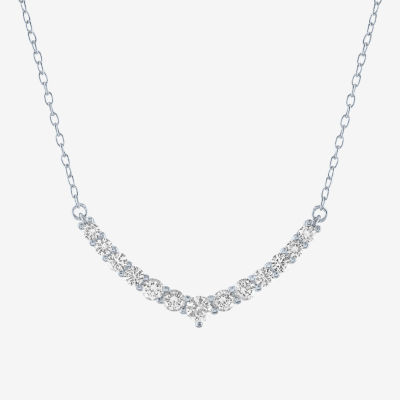 Yes, Please! Womens Lab Created White Sapphire Sterling Silver Pendant Necklace