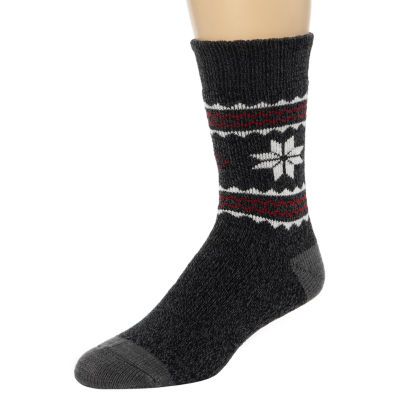 Cuddl Duds Mens 1 Pair Slipper Socks, Color: Black Snowflake - JCPenney