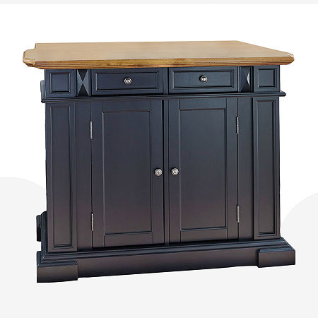 Homestyles Americana Drop Leaf Wood-Top Kitchen Island, One Size, Black