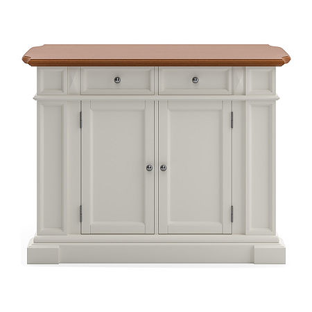 Homestyles Americana Drop Leaf Wood-Top Kitchen Island, One Size, White