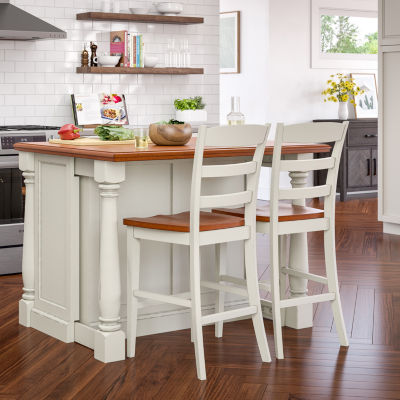 Homestyles Monarch Drop Leaf Wood-Top Kitchen Island Set