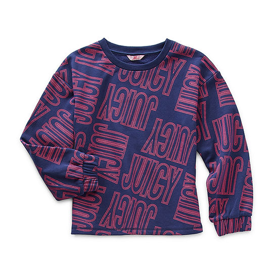 Juicy By Juicy Couture Little & Big Girls Crew Neck Long Sleeve Fleece Sweatshirt