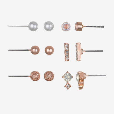 Bijoux Bar Delicates 6 Pair Simulated Pearl Earring Set